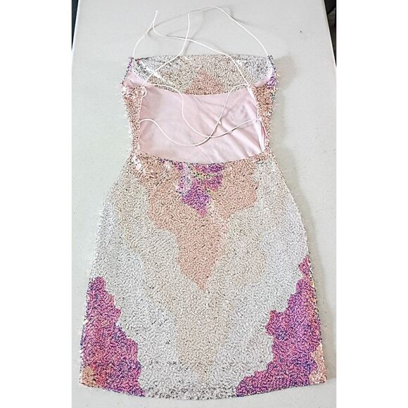 Windsor Pink Sequin Mini Dress – Criss Cross Back – Junior’s Size Small - Picture 14 of 14